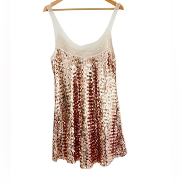 Free People Intimately Disco Fever Mini Dress Slip
Gold Sequin Mesh NWOT - Picture 5 of 6